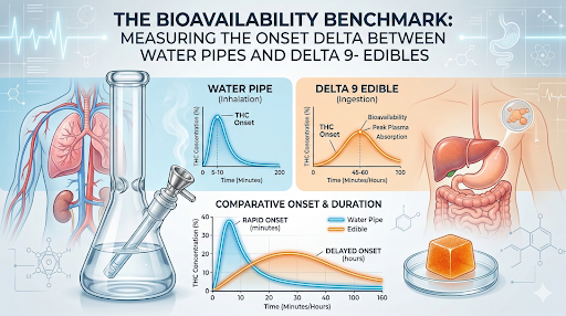 The Bioavailability Benchmark: Measuring the Onset Delta Between Water Pipes and Delta 9 Edibles